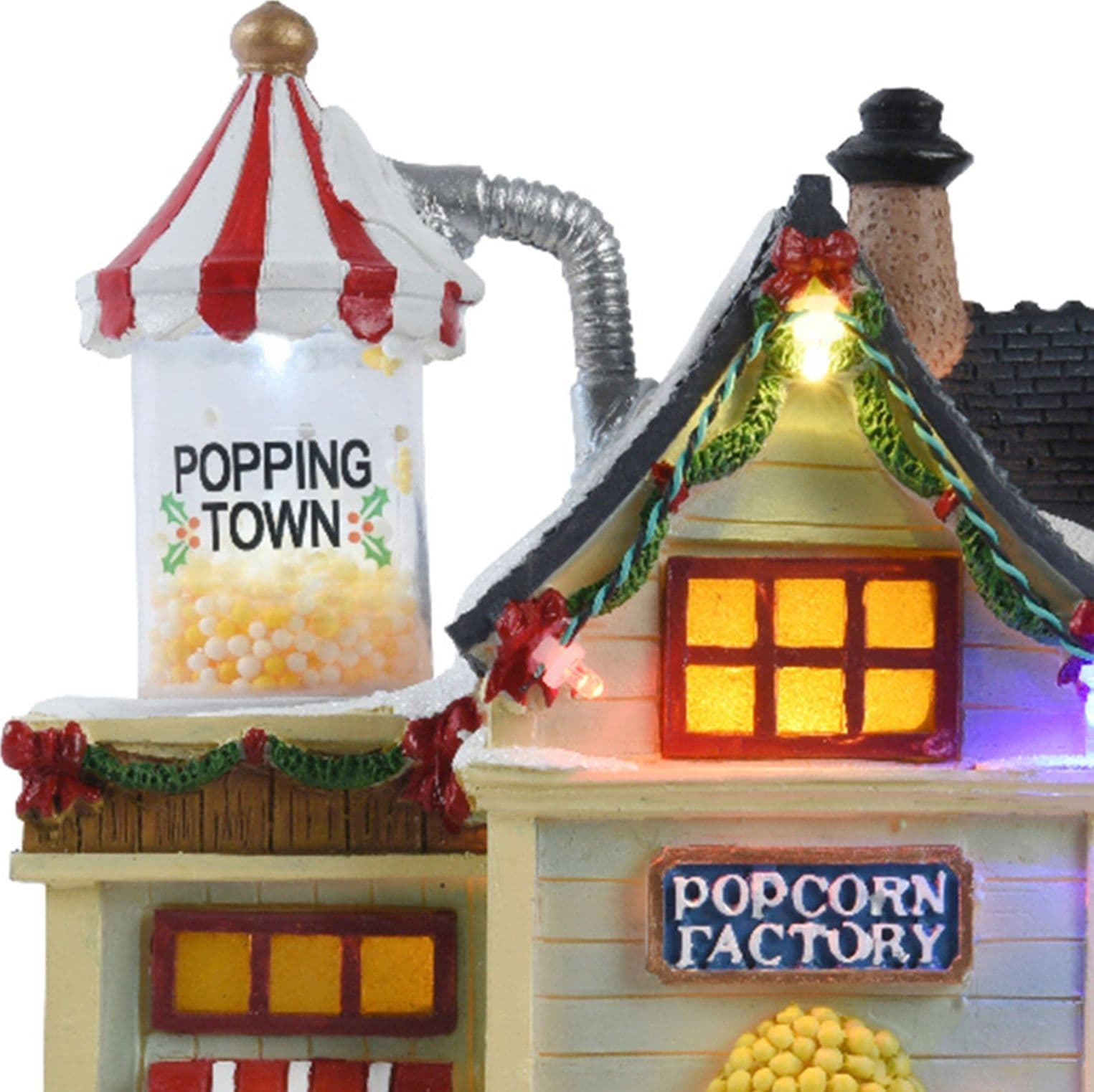 Scena animata "Negozio di pop corn" per villaggio di Natale con personaggi h 22 cm - 3