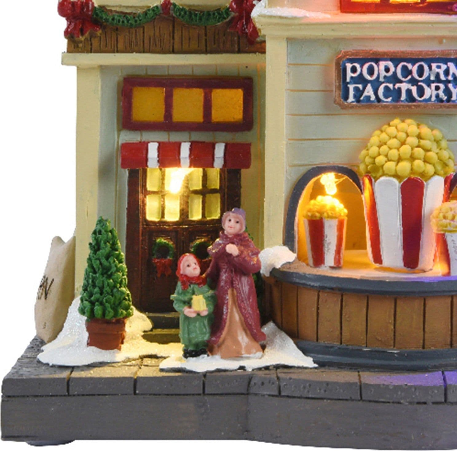 Scena animata "Negozio di pop corn" per villaggio di Natale con personaggi h 22 cm - 4