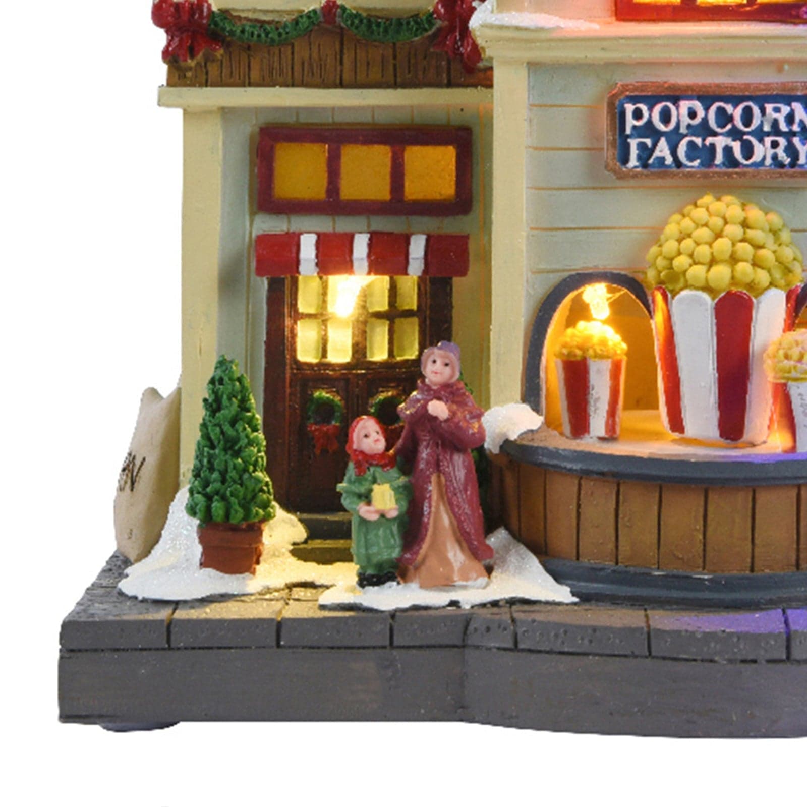 Scena animata "Negozio di pop corn" per villaggio di Natale con personaggi h 22 cm - 4