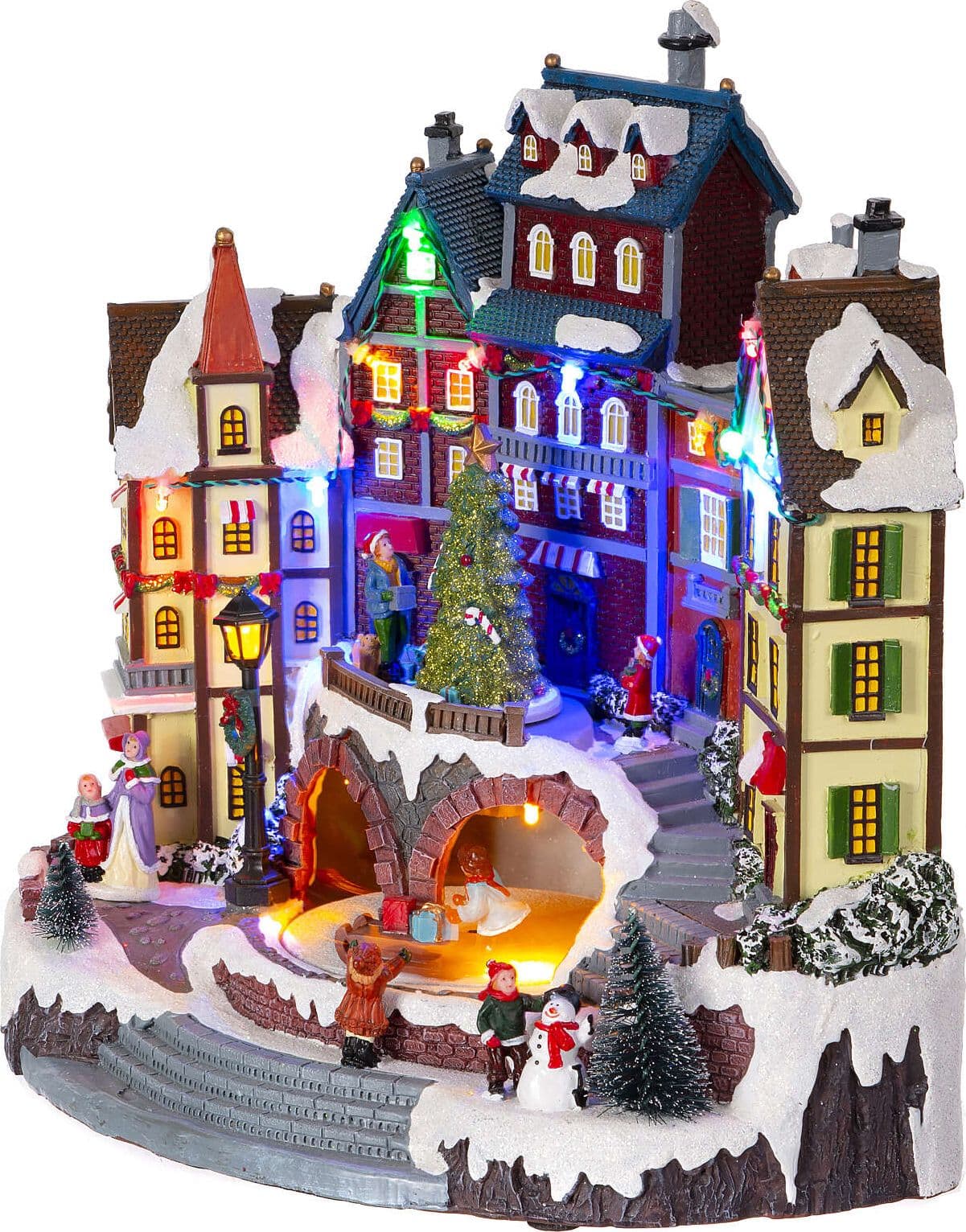 Scena animata a Led con case e albero di natale con luci e movimenti 31 cm - 3
