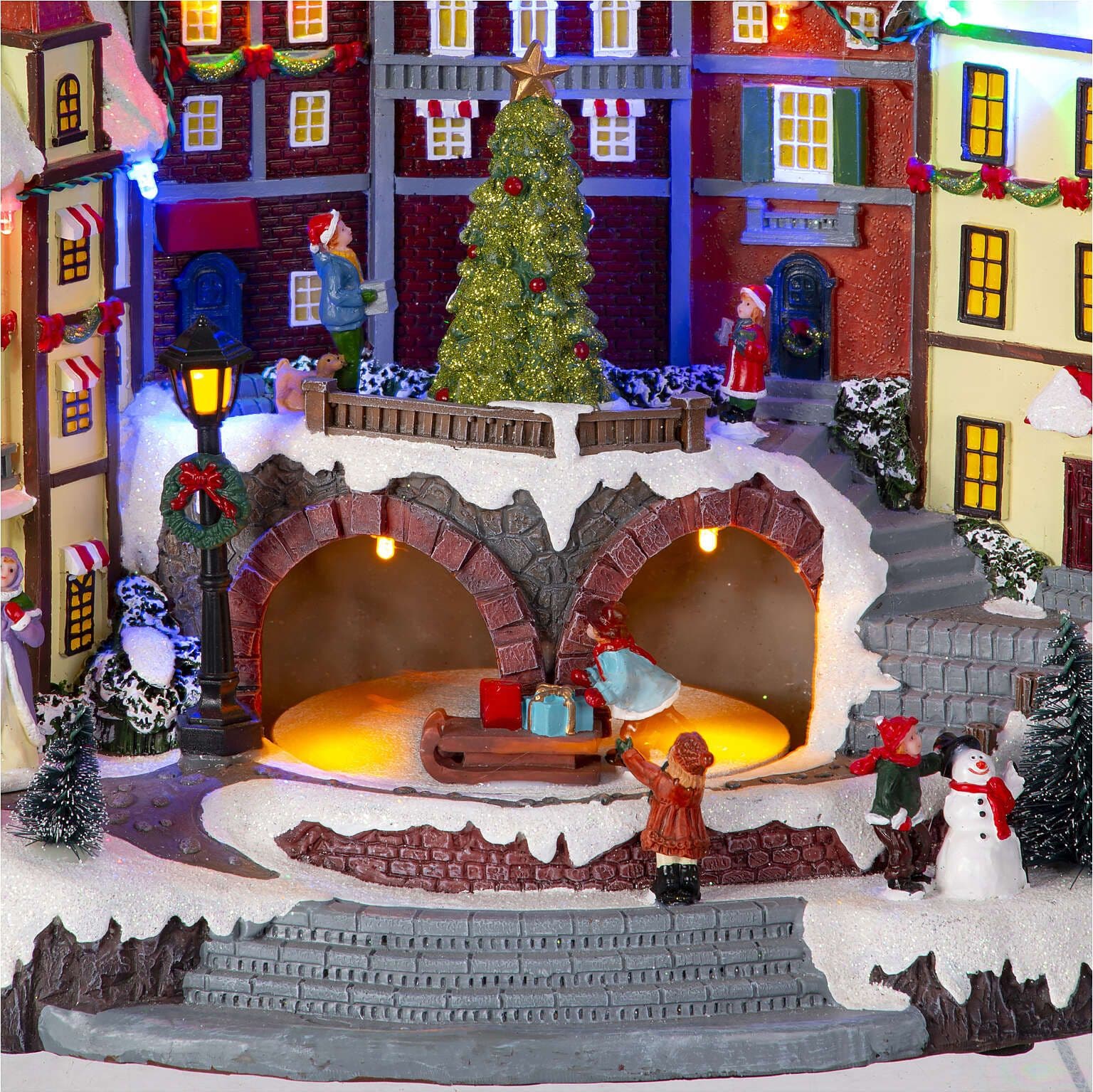 Scena animata a Led con case e albero di natale con luci e movimenti 31 cm - 5