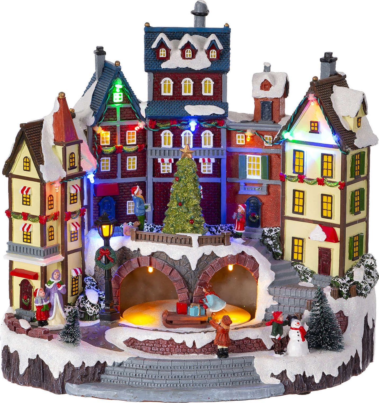 Scena animata a Led con case e albero di natale con luci e movimenti 31 cm - 6