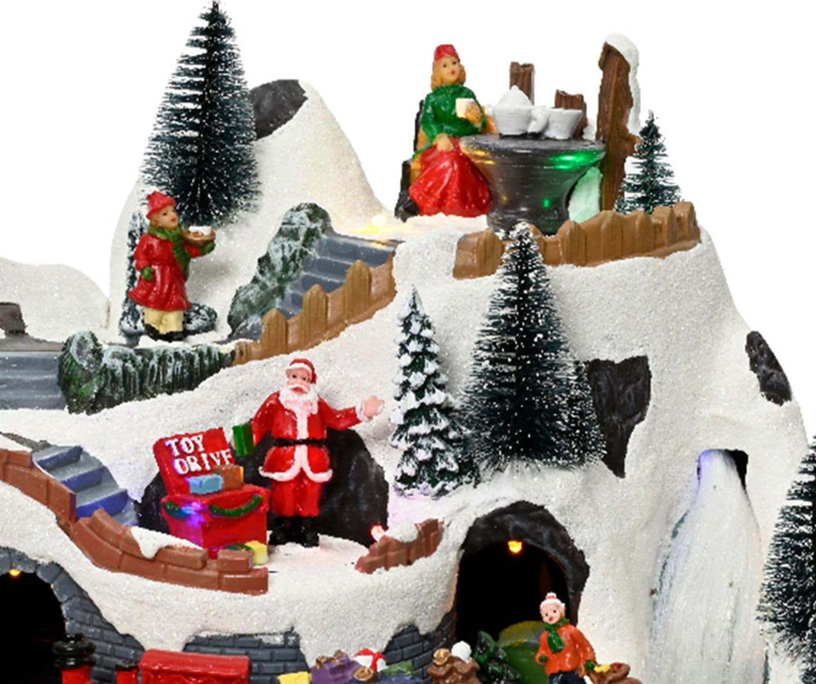 Scena animata a Led con negozi e babbo natale con luci e movimenti 40 cm - 2