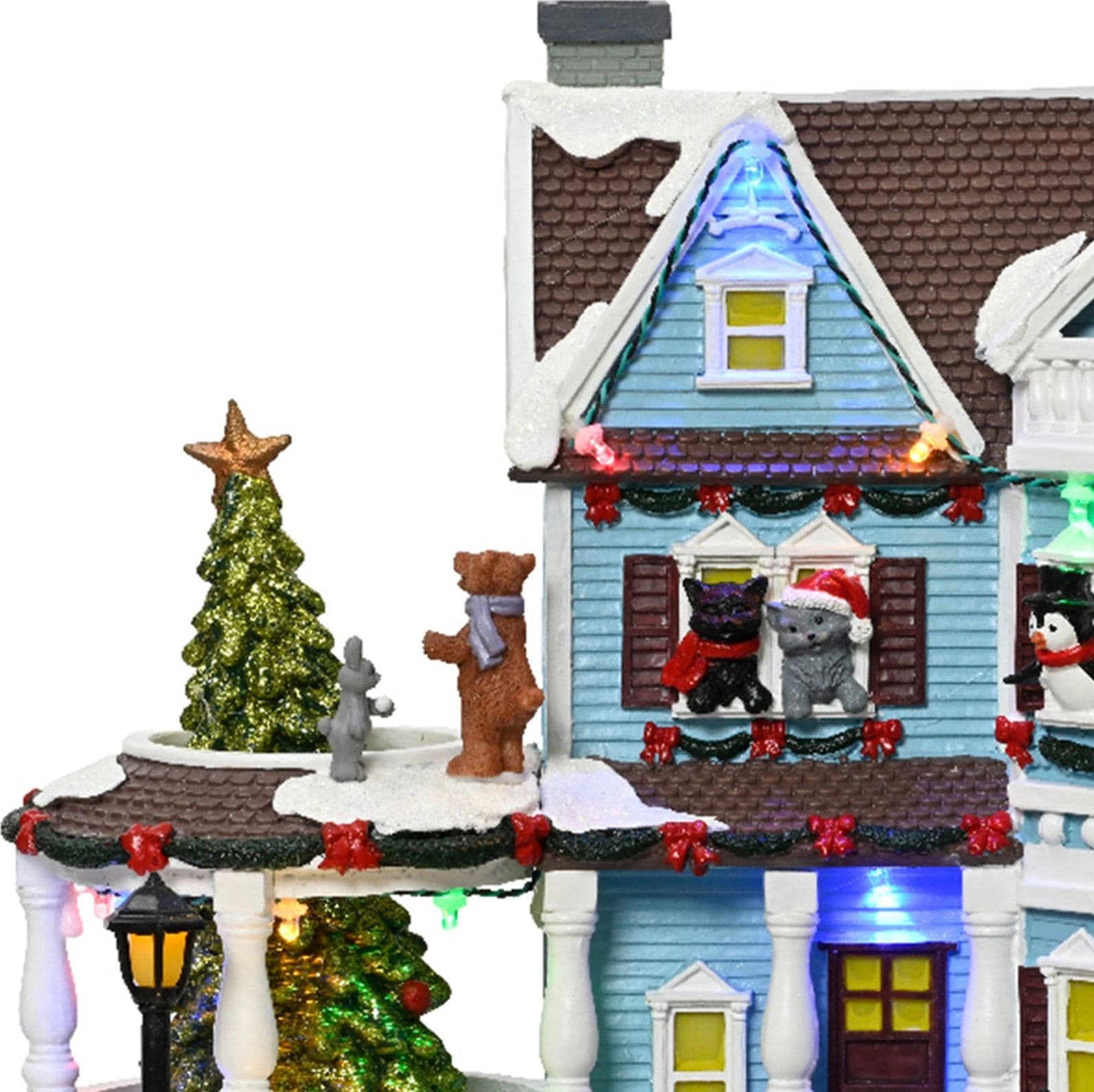 Scena animata a Led con animali  e albero di natale con luci e movimenti 26,5 cm - 4
