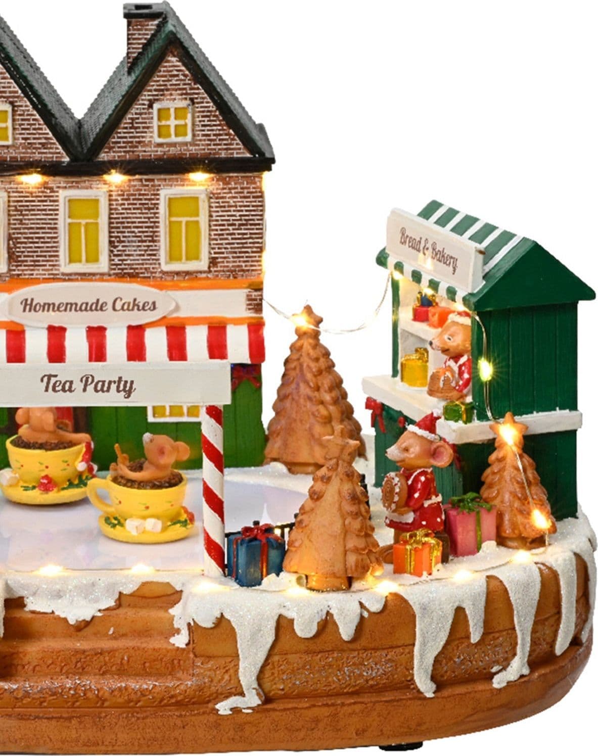 Scena animata a Led "Tea party" con topolini con luci 22,5 cm - 3