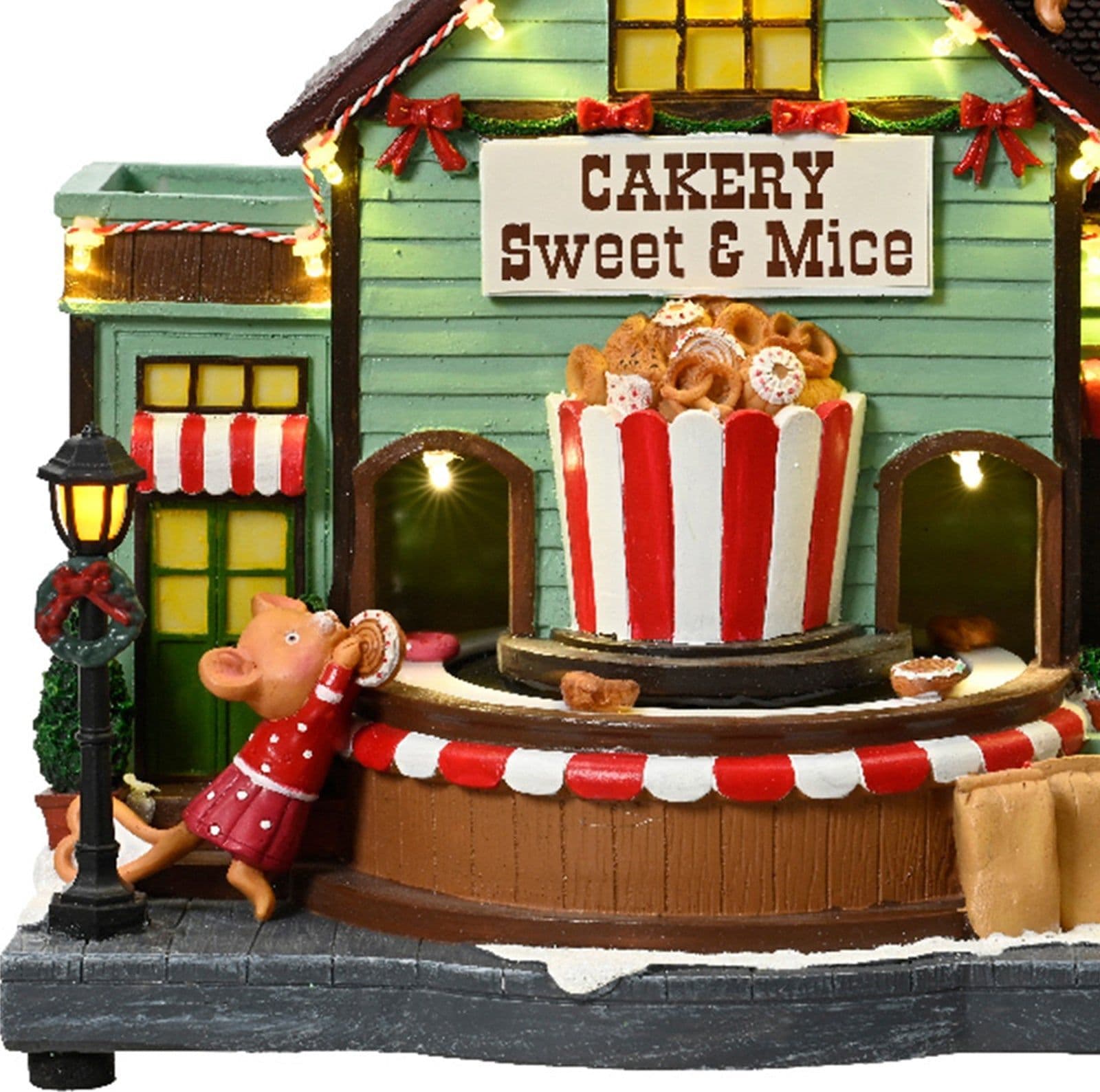 Scena animata a Led  pasticceria con topolini con luci 24,5 cm - 2