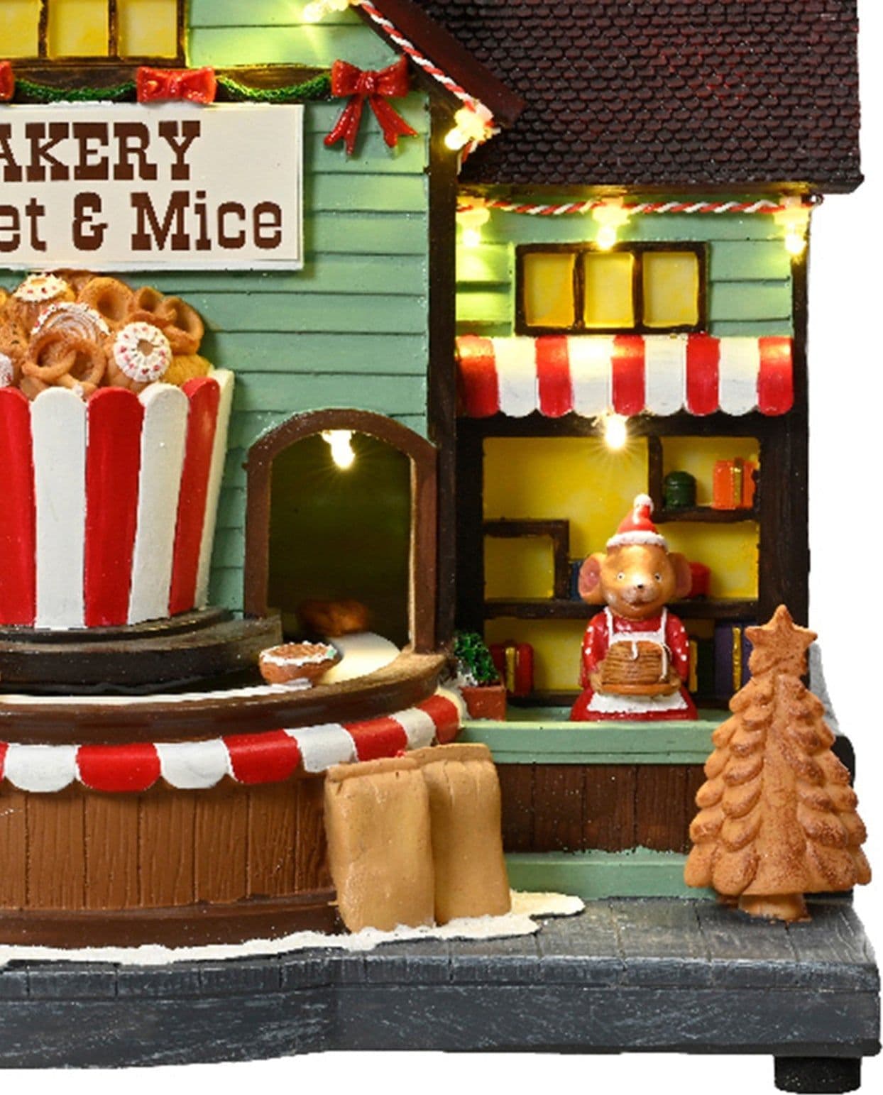 Scena animata a Led  pasticceria con topolini con luci 24,5 cm - 3