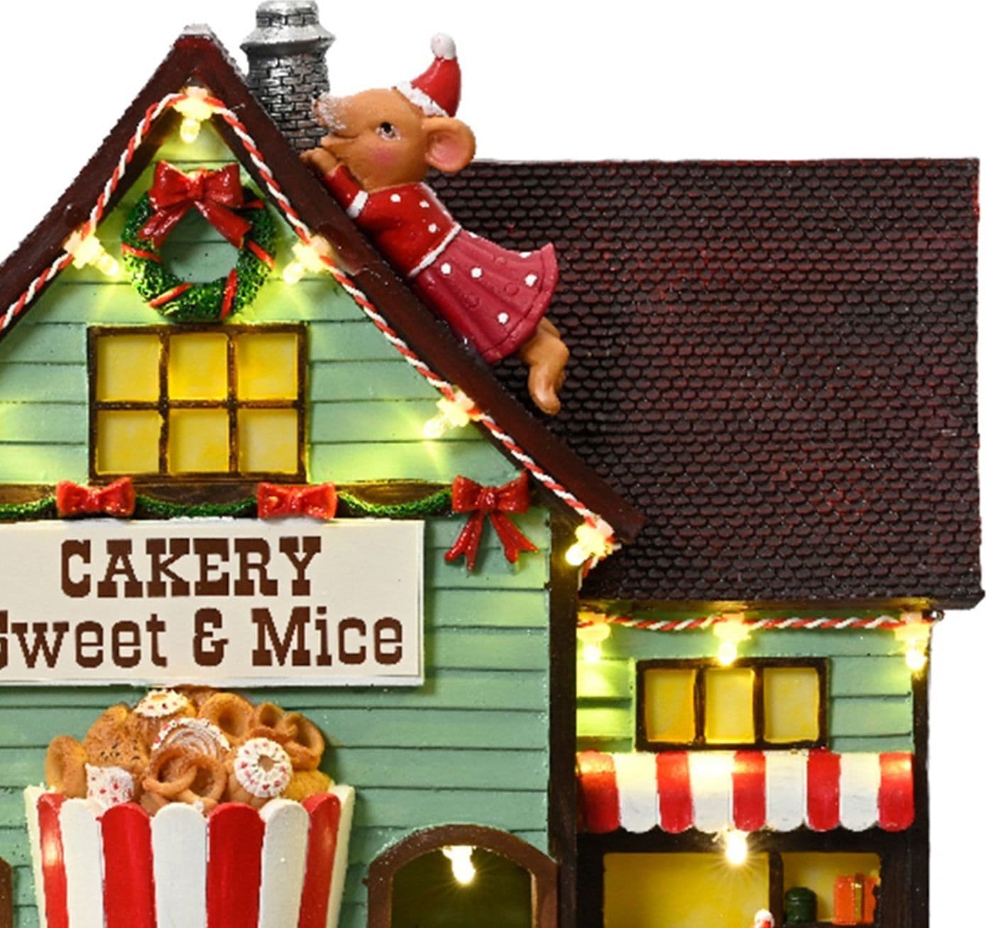 Scena animata a Led  pasticceria con topolini con luci 24,5 cm - 4