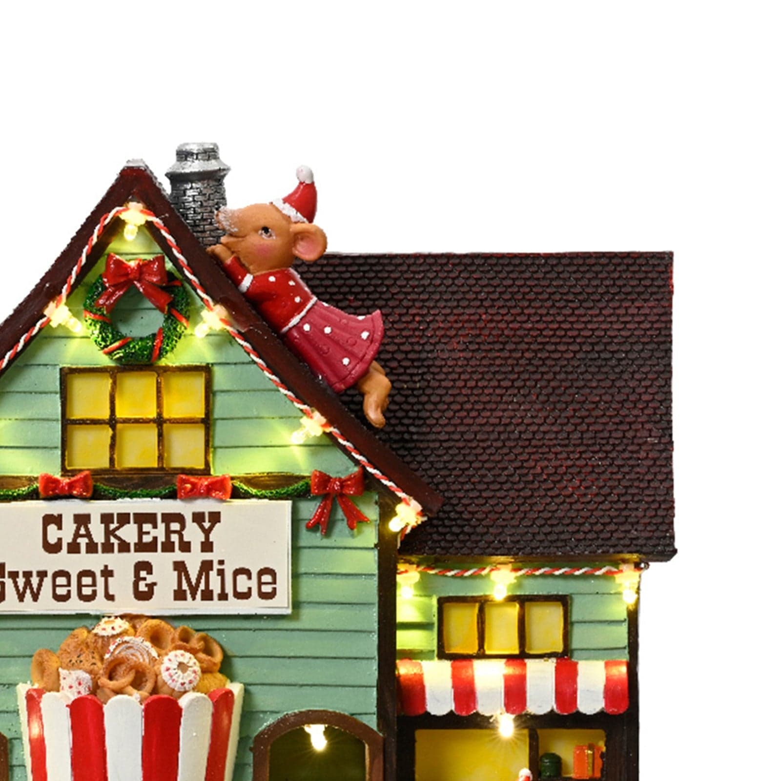 Scena animata a Led  pasticceria con topolini con luci 24,5 cm - 4