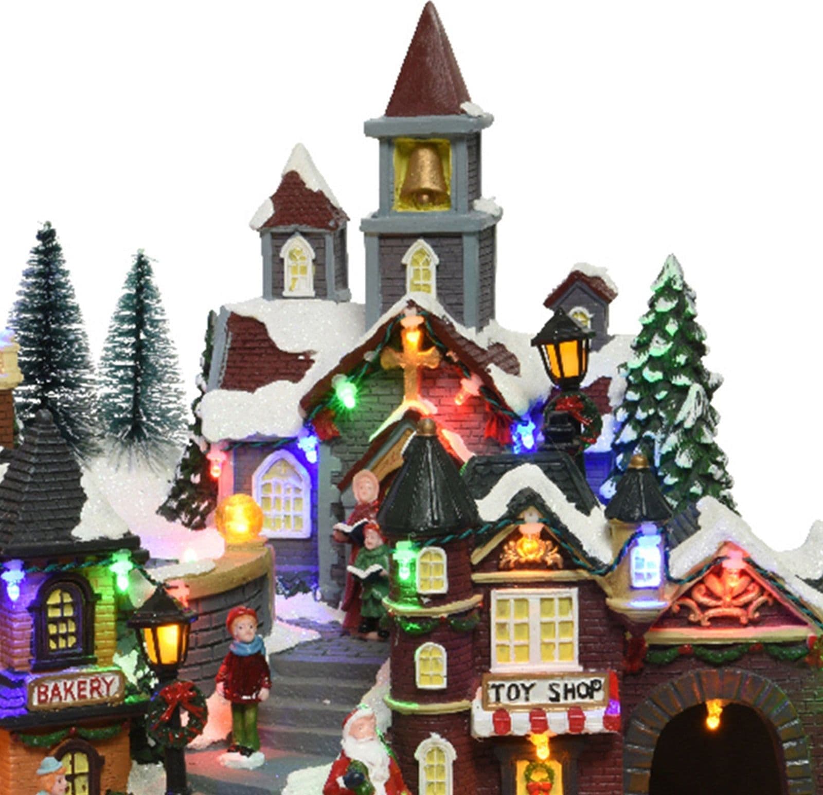 Scena animata a Led Paesaggio Natalizio con cascata e funivia  con luci 28.5 cm - 4