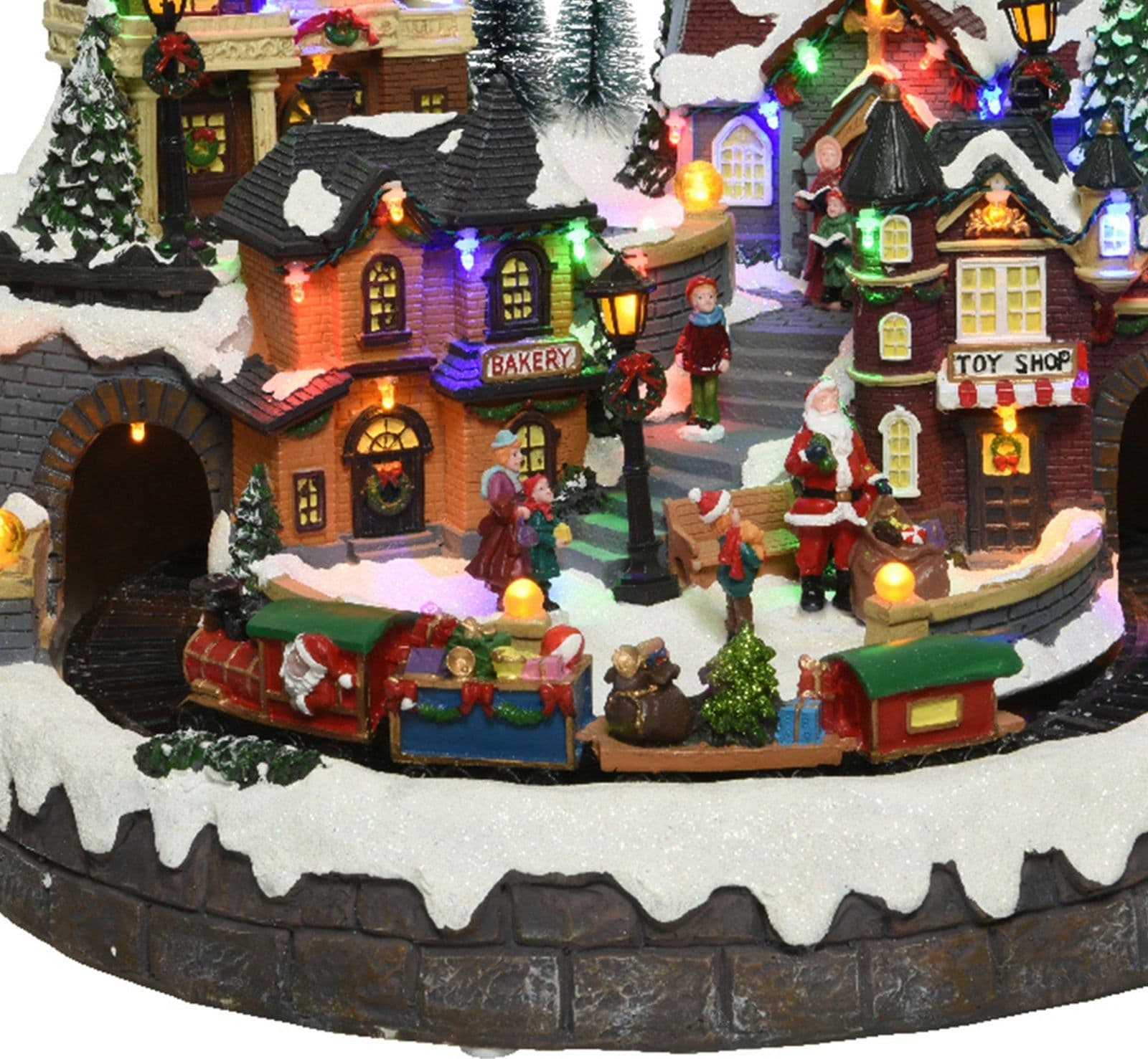 Scena animata a Led Paesaggio Natalizio con cascata e funivia  con luci 28.5 cm - 5