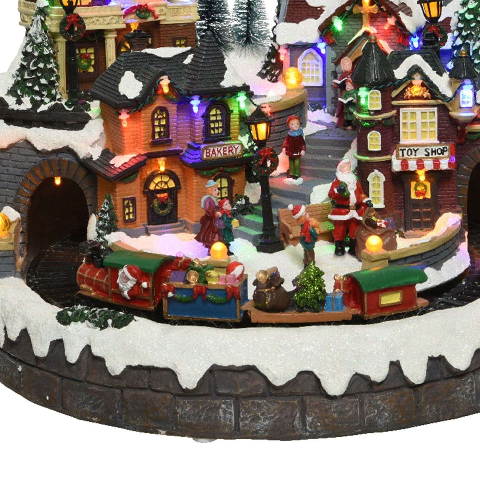 Scena animata a Led Paesaggio Natalizio con cascata e funivia  con luci 28.5 cm - 5