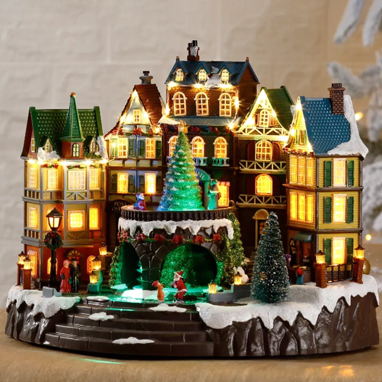 Scena animata a Led Paesaggio Natalizio con musica, luci e movimento 31,5 cm - 3