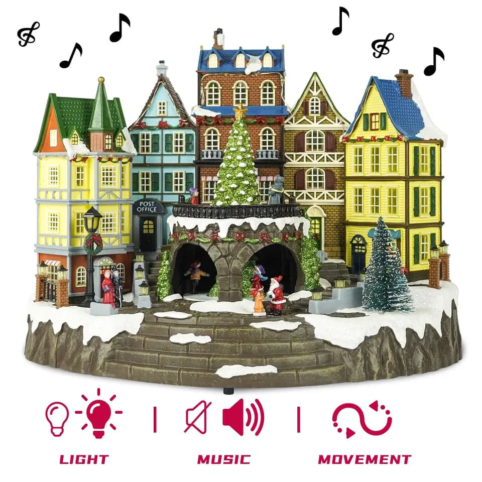 Scena animata a Led Paesaggio Natalizio con musica, luci e movimento 31,5 cm - 5