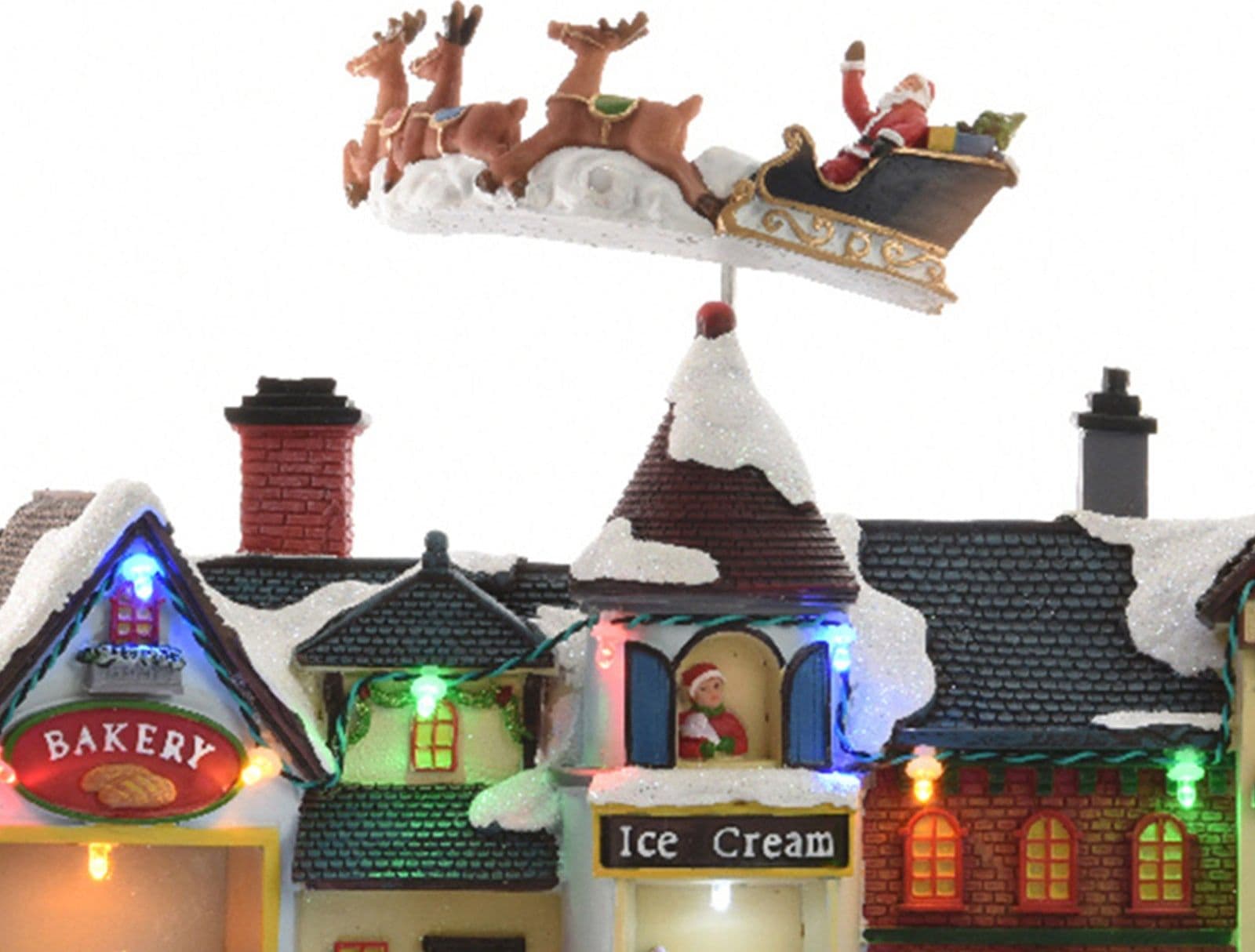 Scena animata a Led con negozi e babbo natale con renne con luci 27 cm - 2