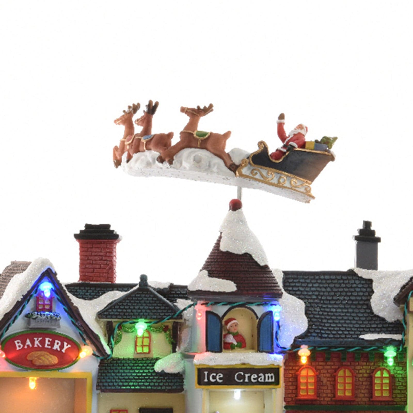 Scena animata a Led con negozi e babbo natale con renne con luci 27 cm - 2
