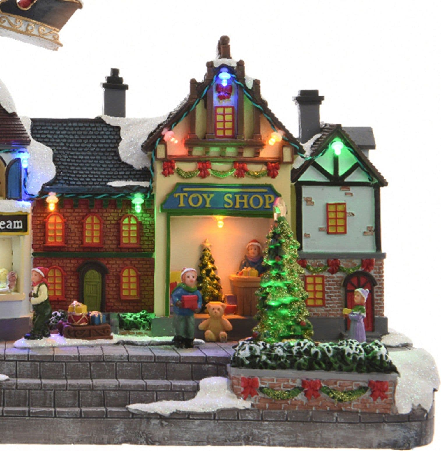Scena animata a Led con negozi e babbo natale con renne con luci 27 cm - 3