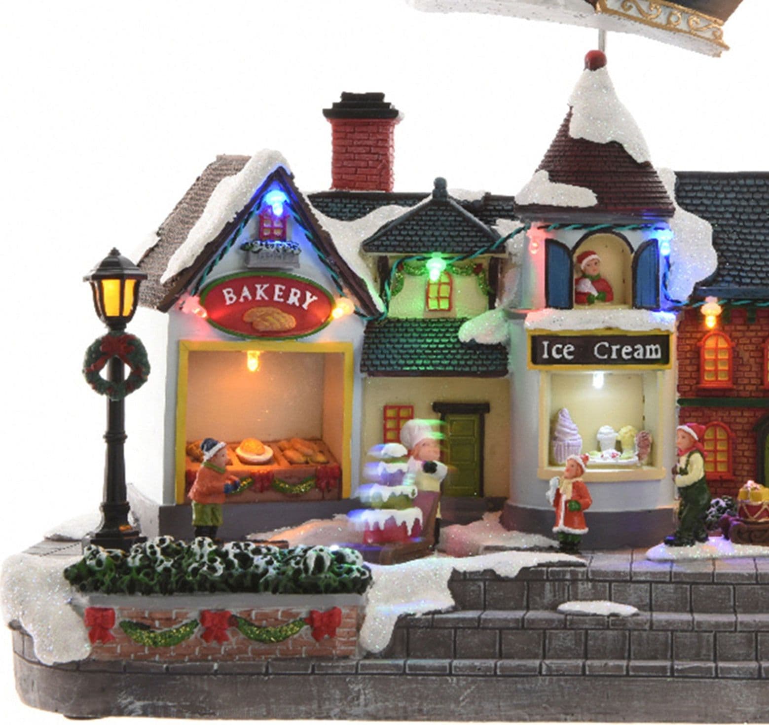 Scena animata a Led con negozi e babbo natale con renne con luci 27 cm - 4