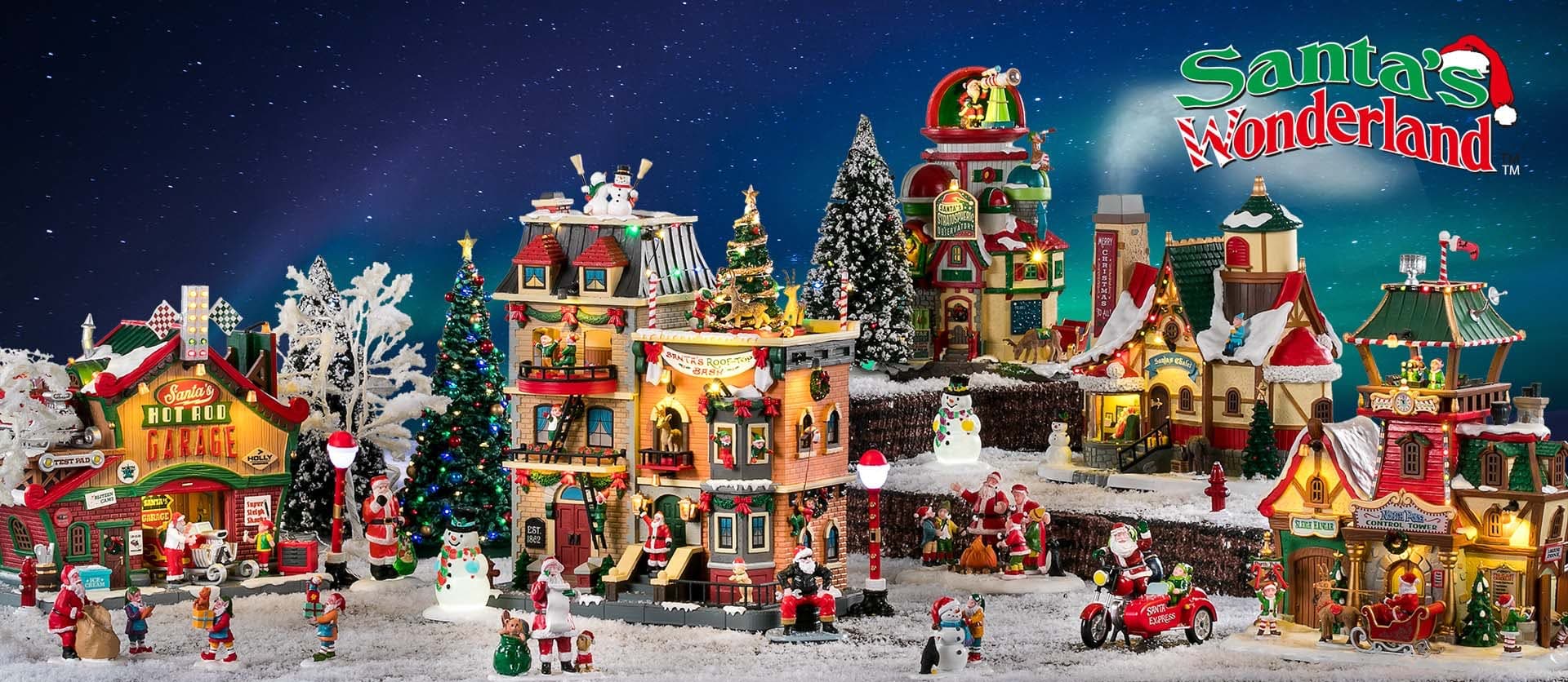 Terrazza di Babbo Natale, edificio animato per villaggio con musica e luci - 2