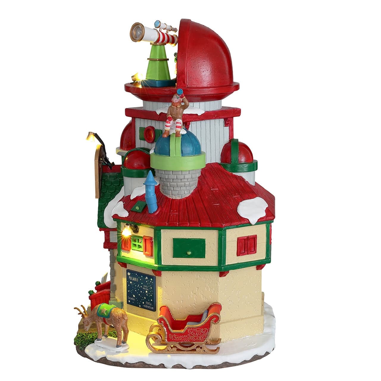 ‎Osservatorio Stratosferico di Babbo Natale‎, edificio illuminato per villaggio di Natale in poliresina - 3