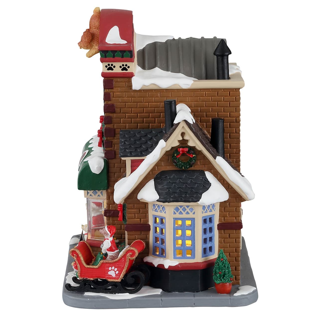 Le zampe di Babbo Natale, edificio illuminato per villaggio di Natale in porcellana - 3