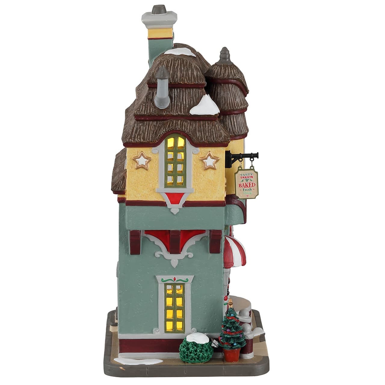 Gioia di Pan di Zenzero, edificio illuminato per villaggio di Natale in porcellana - 3