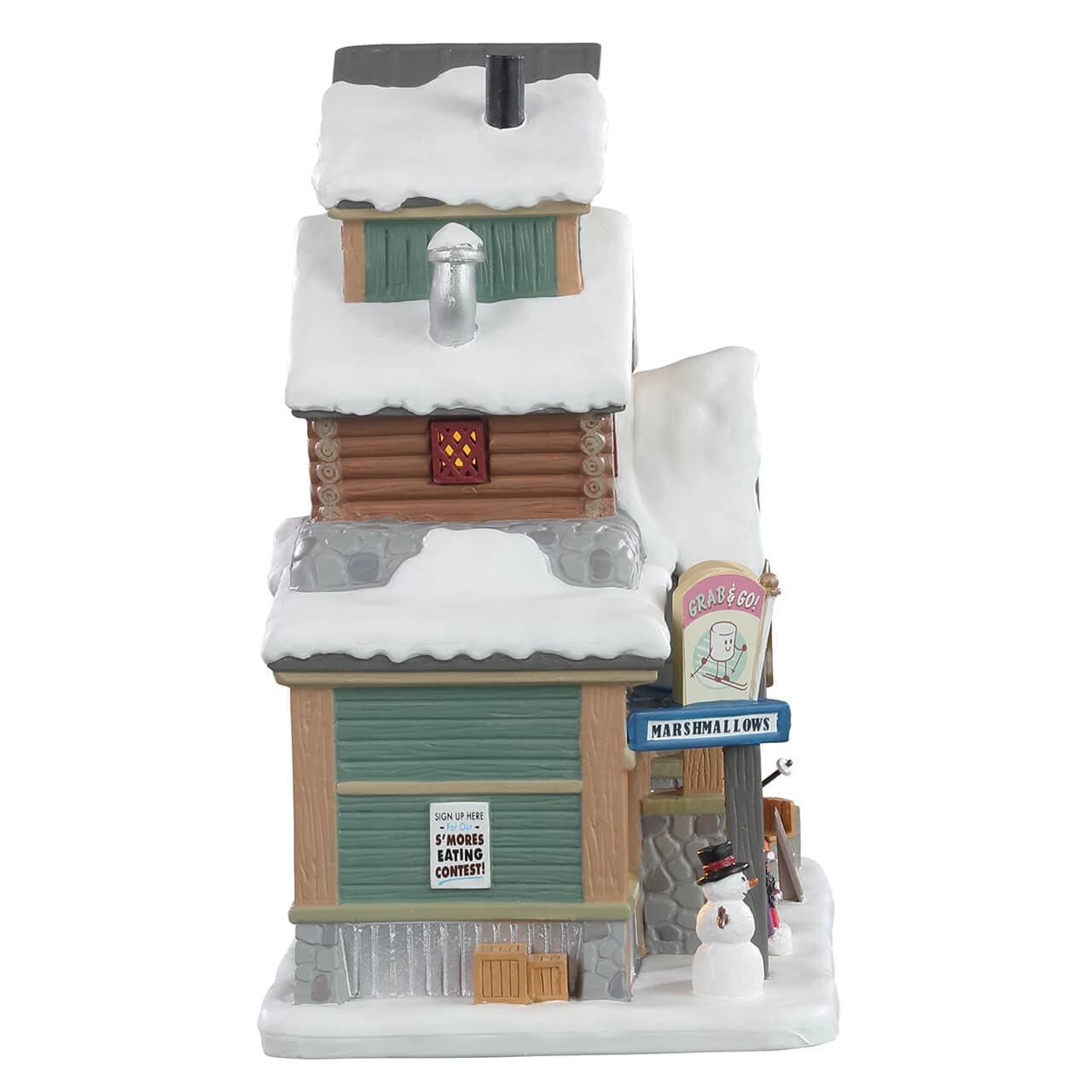 Ristorante S'Mores & Neve, edificio illuminato per villaggio di Natale in porcellana - 2