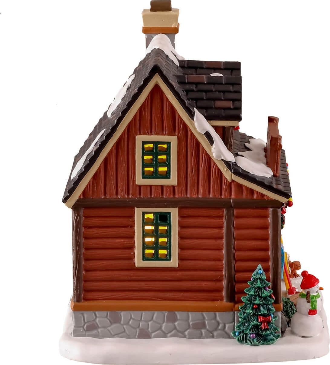 La cabina di sci della nella nostra famiglia, edificio illuminato per villaggio di Natale in porcellana - 2