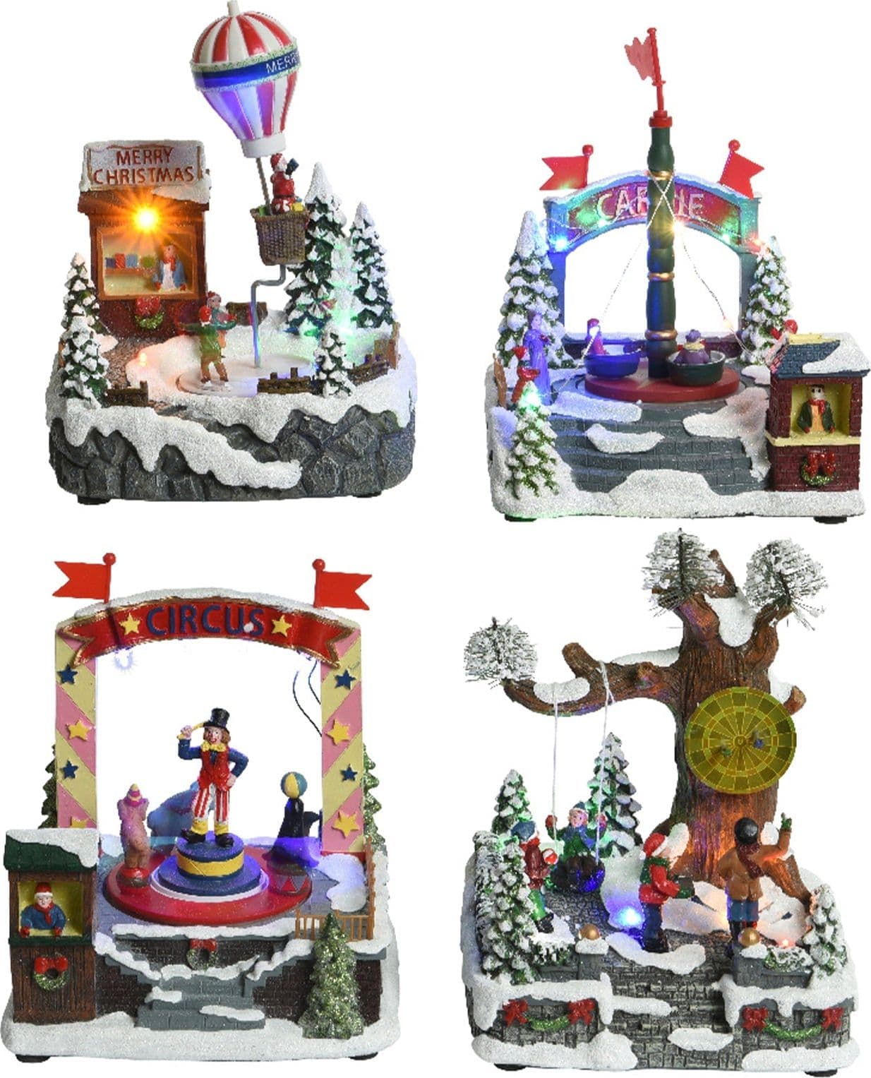 Scena animata a Led Villaggio con movimento e musica, decorazione da 23 cm - 2