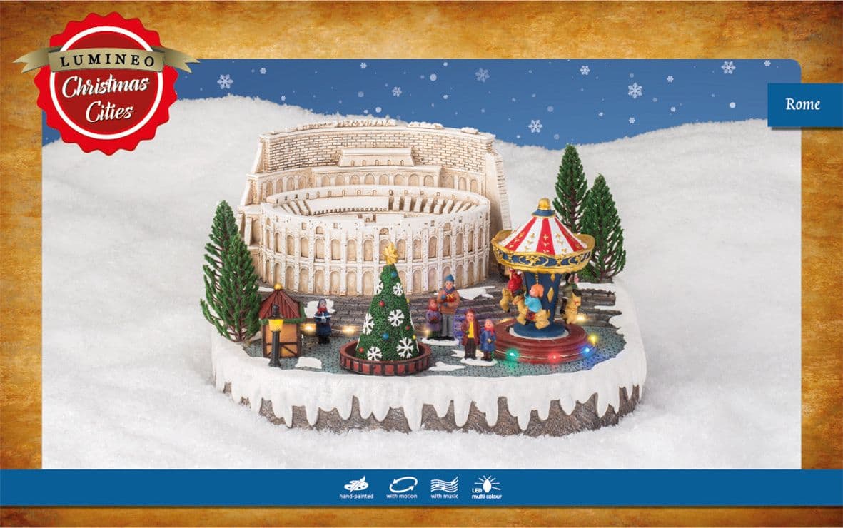 Scena animata a Led di Natale vicino al Colosseo, decorazione da 31 cm - 2