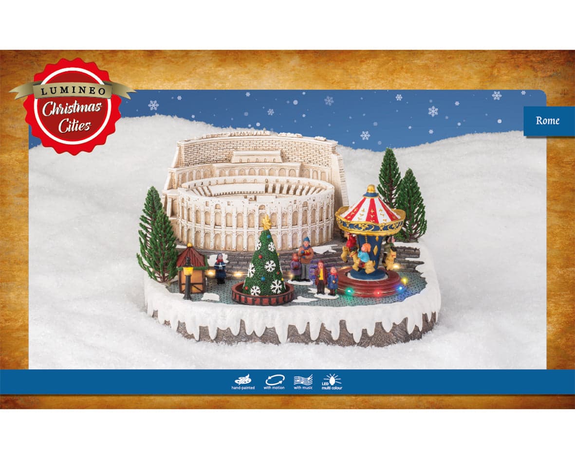 Scena animata a Led di Natale vicino al Colosseo, decorazione da 31 cm - 2