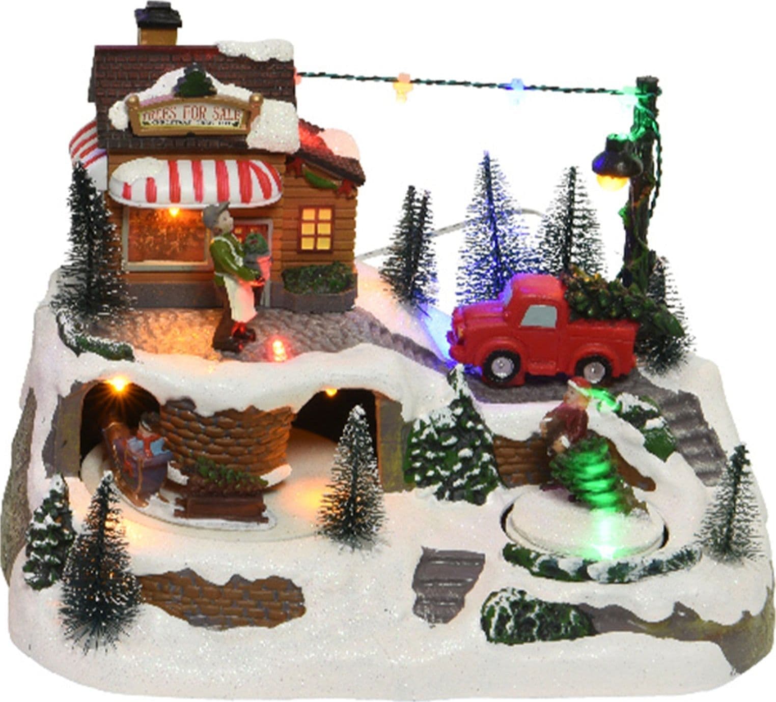 Scena animata a Led Casa con veicoli che si muovono decorazione da 23.5 cm - 2