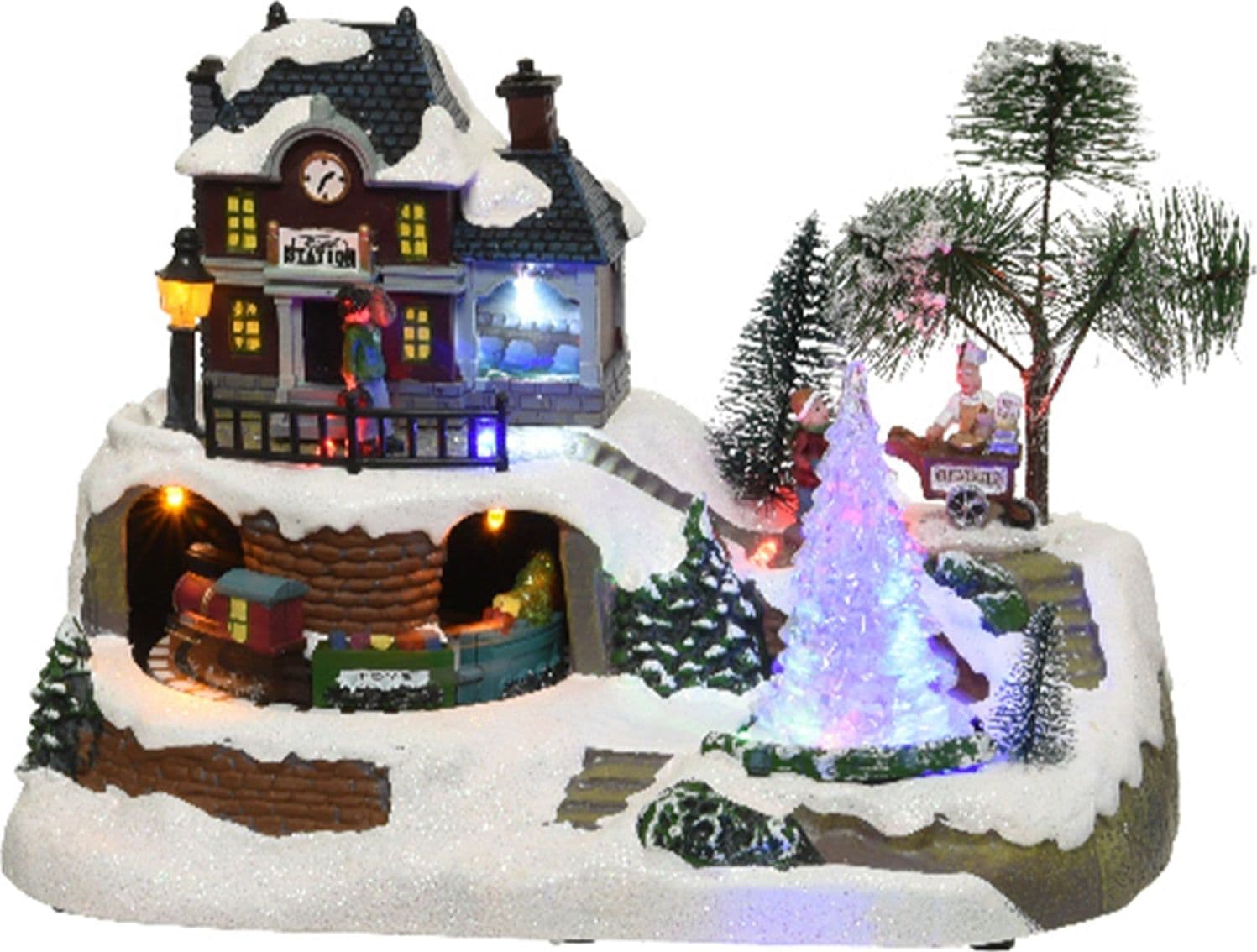 Scena animata a Led Casa con veicoli che si muovono decorazione da 23.5 cm - 3