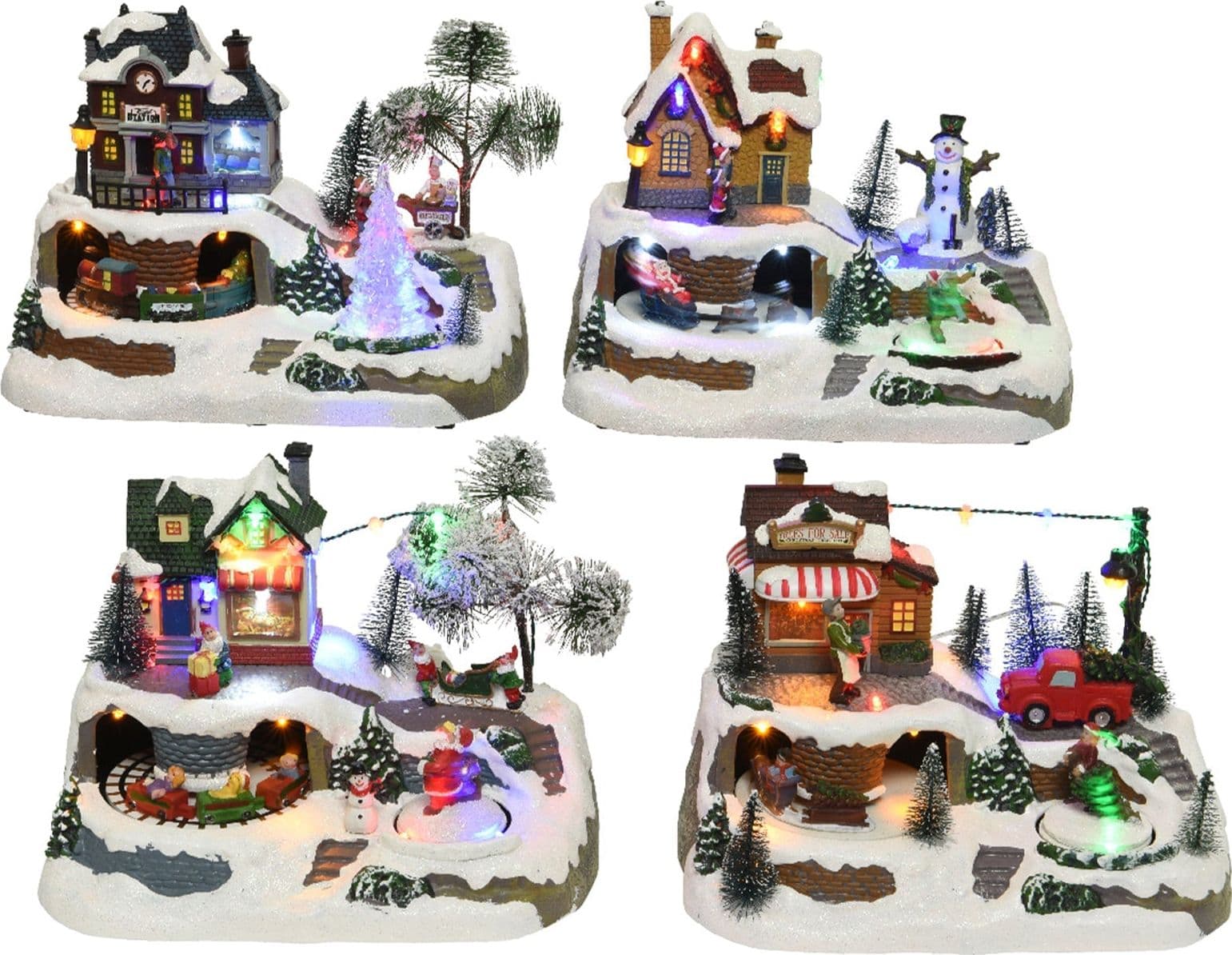 Scena animata a Led Casa con veicoli che si muovono decorazione da 23.5 cm - 5