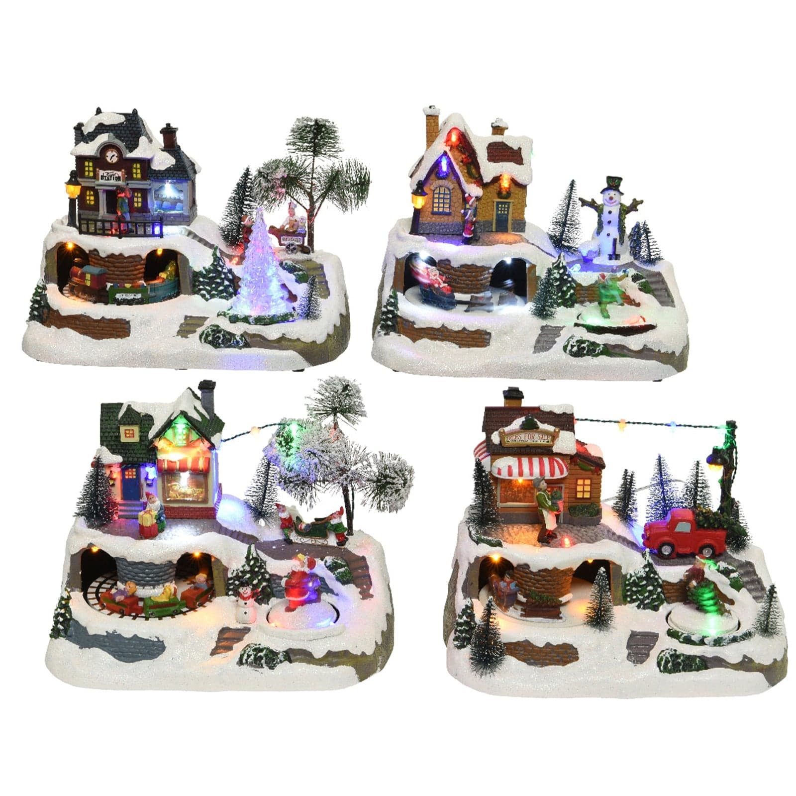 Scena animata a Led Casa con veicoli che si muovono decorazione da 23.5 cm - 5