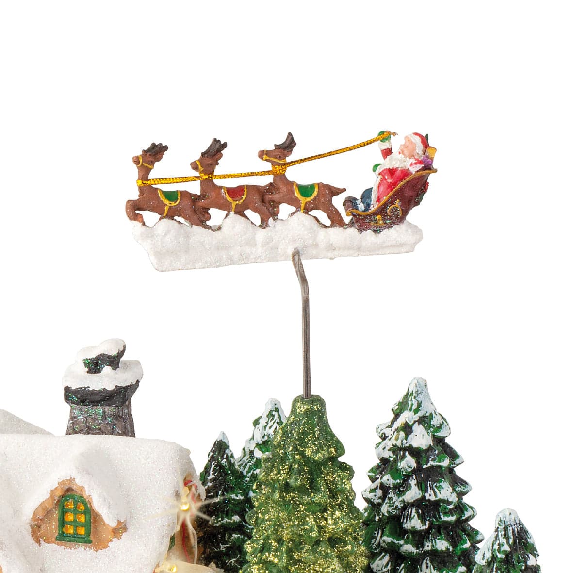Scena animata a Led Villaggio innevato con Babbo Natale e Trenino, decorazione da 53 cm - 2