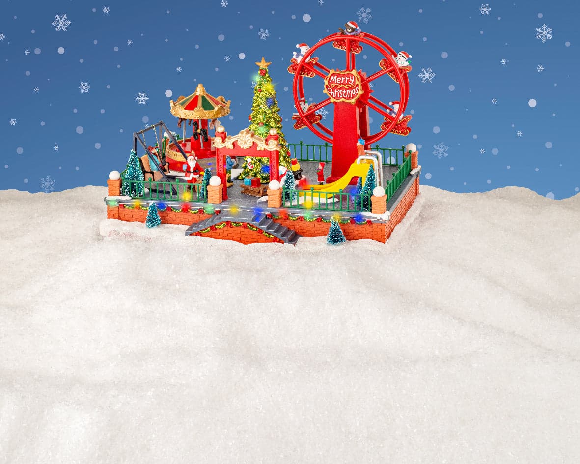 Scena animata a Led Parco divertimenti con ruota panoramica Merry Christmas, decorazione da 36.5 cm - 2