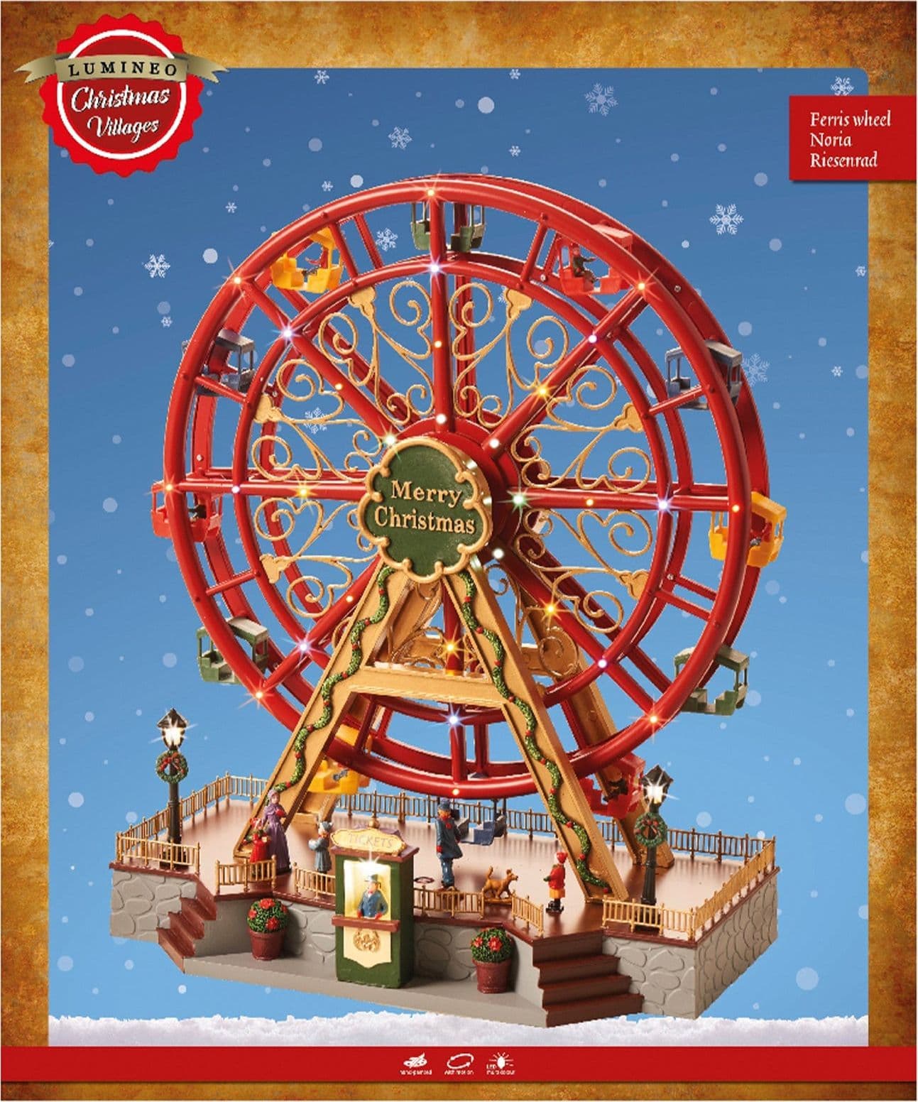 Scena animata a Led Ruota panoramica rossa con bambini, decorazione da 45 cm - 2