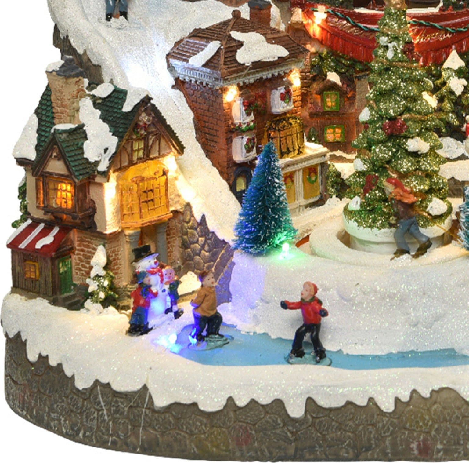 Scena animata a Led Persone del villaggio si divertono vicino l'Albero, decorazione da 39 cm - 4