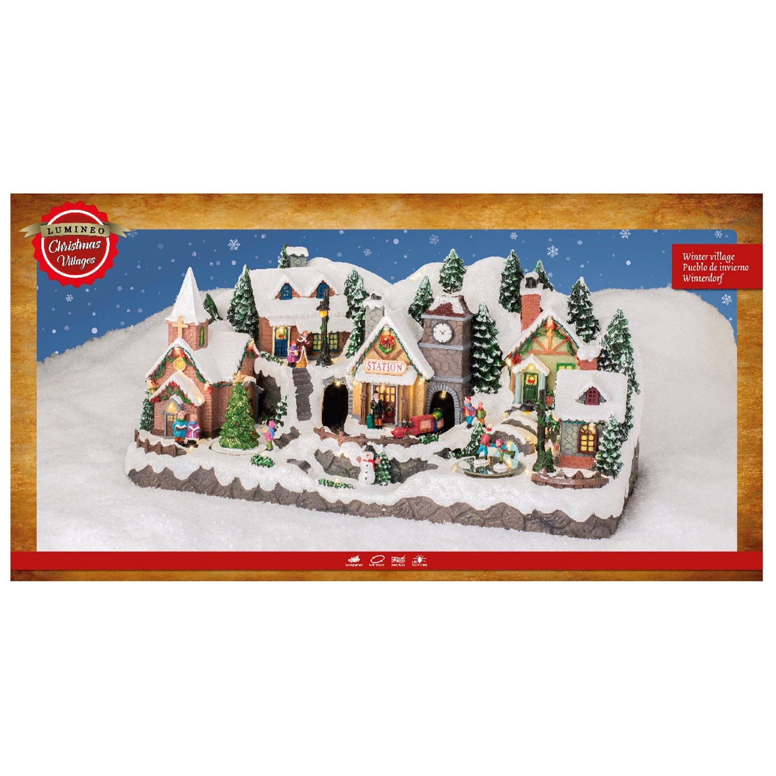 Scena animata a Led Stazione innevata del Villaggio di Natale , decorazione da 56,5 cm - 2