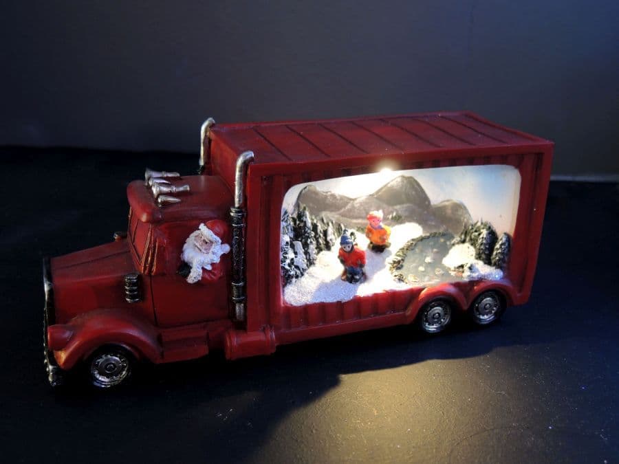 Lanterna natalizia a batteria rosso "Cola Truck" decorazione per villaggio 20 cm - 2
