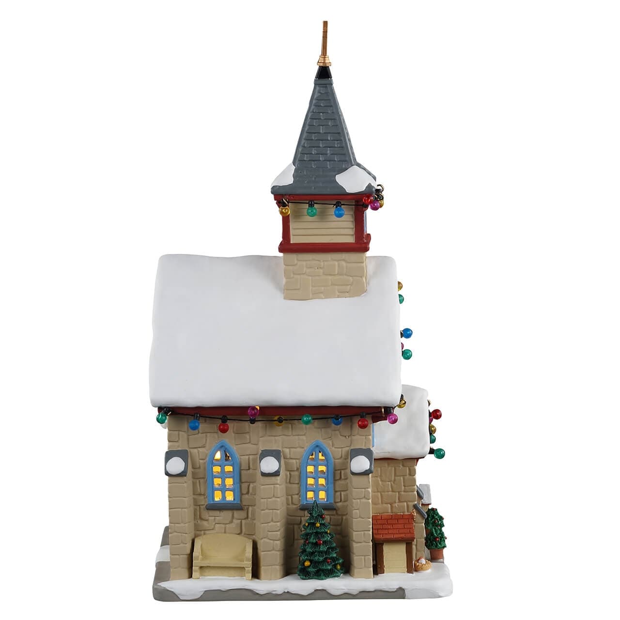 Cappella di San Bernardo per villaggio di Natale in porcellana con animazioni e luci - 3