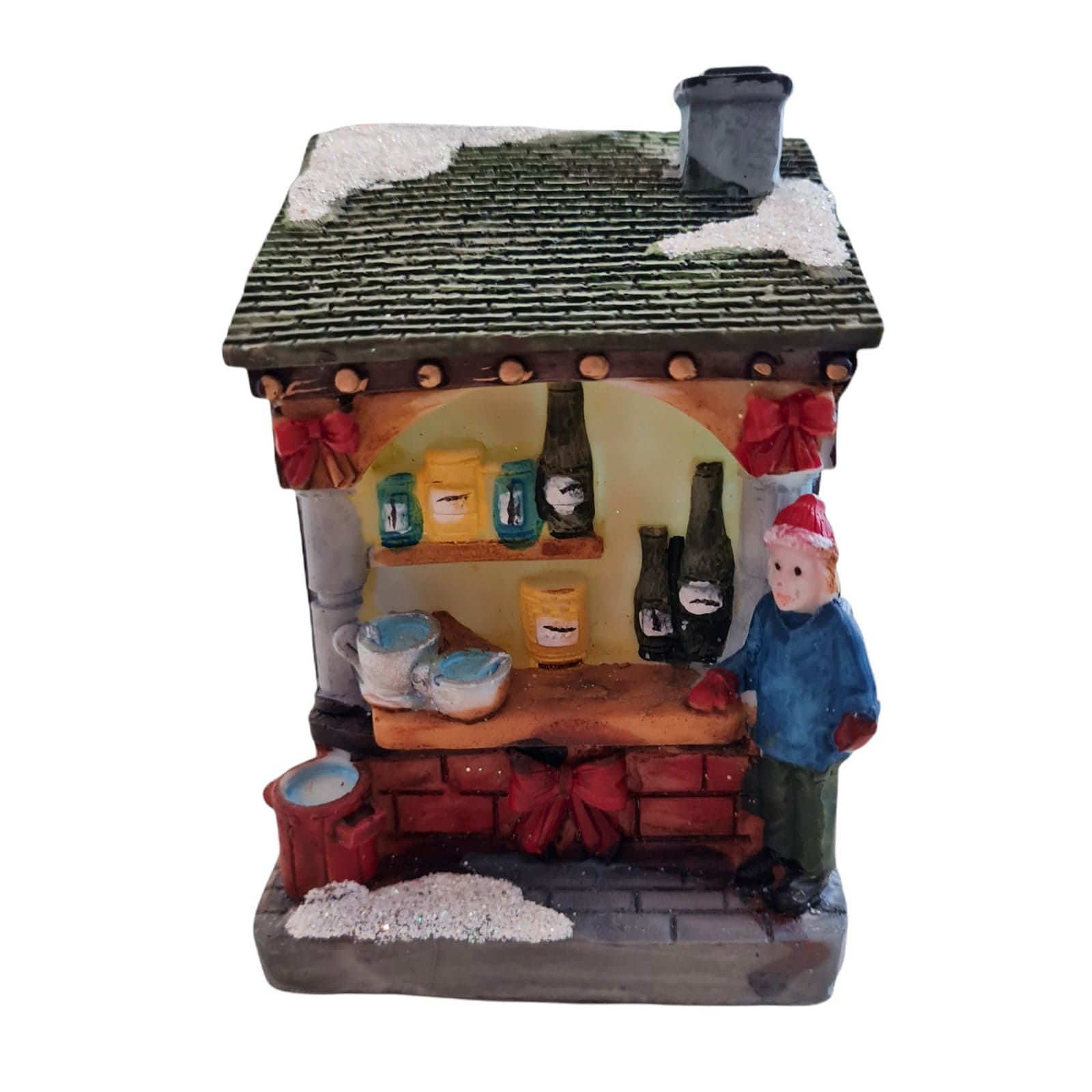 Banchetti Mercatini in poliresina con luci per villaggio Natalizio h 11 cm - 3
