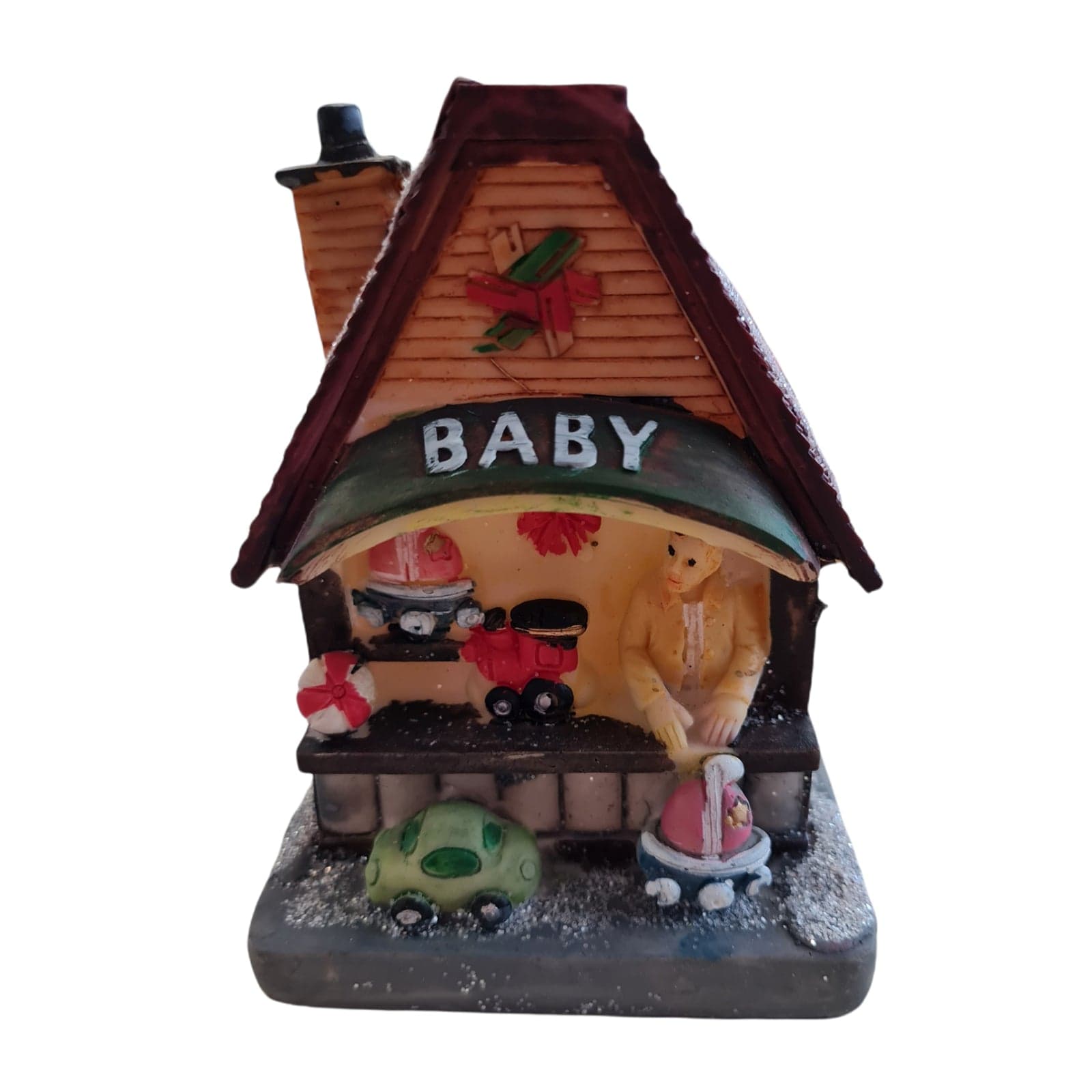 Banchetti Mercatini in poliresina con luci per villaggio Natalizio h 11 cm - 4