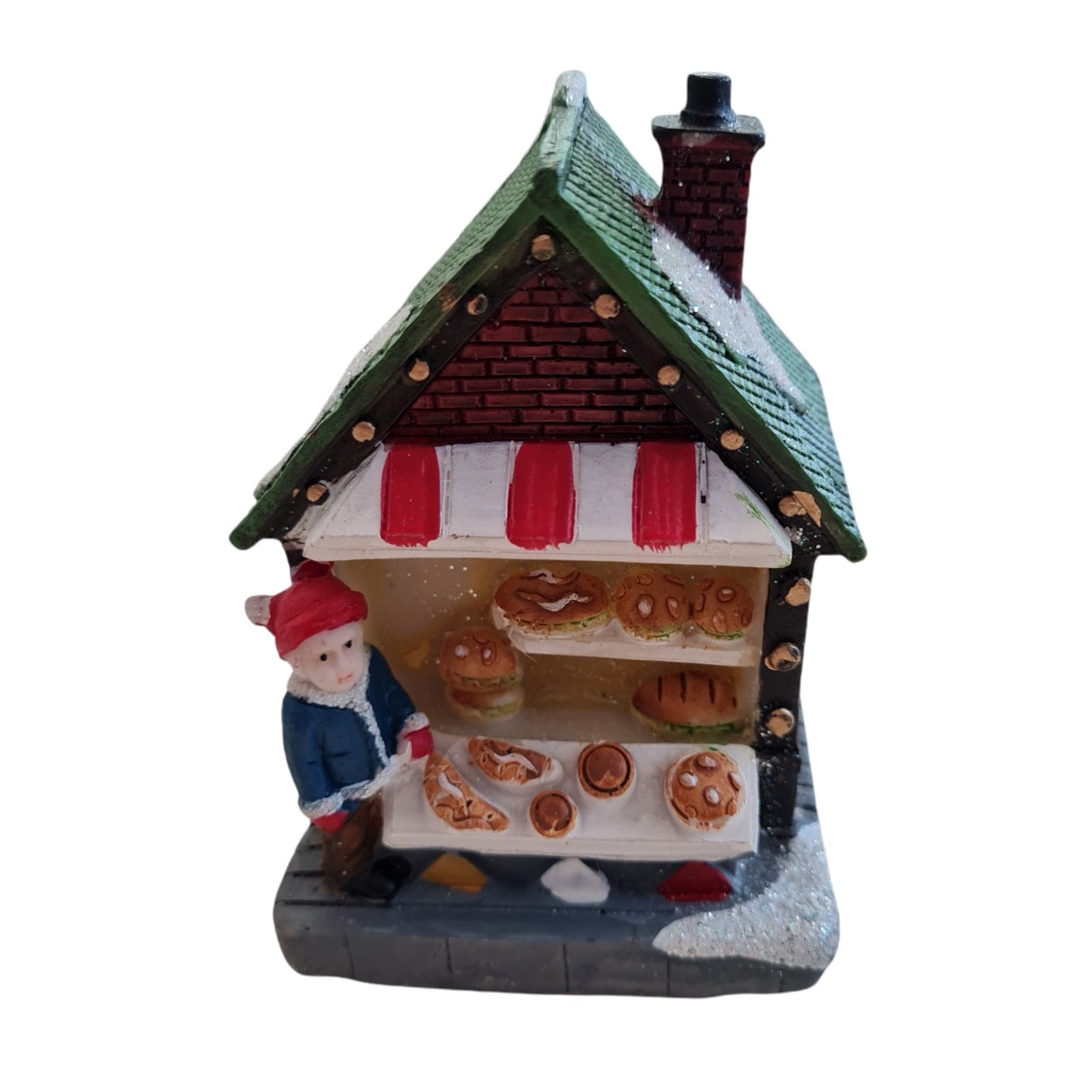 Banchetti Mercatini in poliresina con luci per villaggio Natalizio h 11 cm - 5
