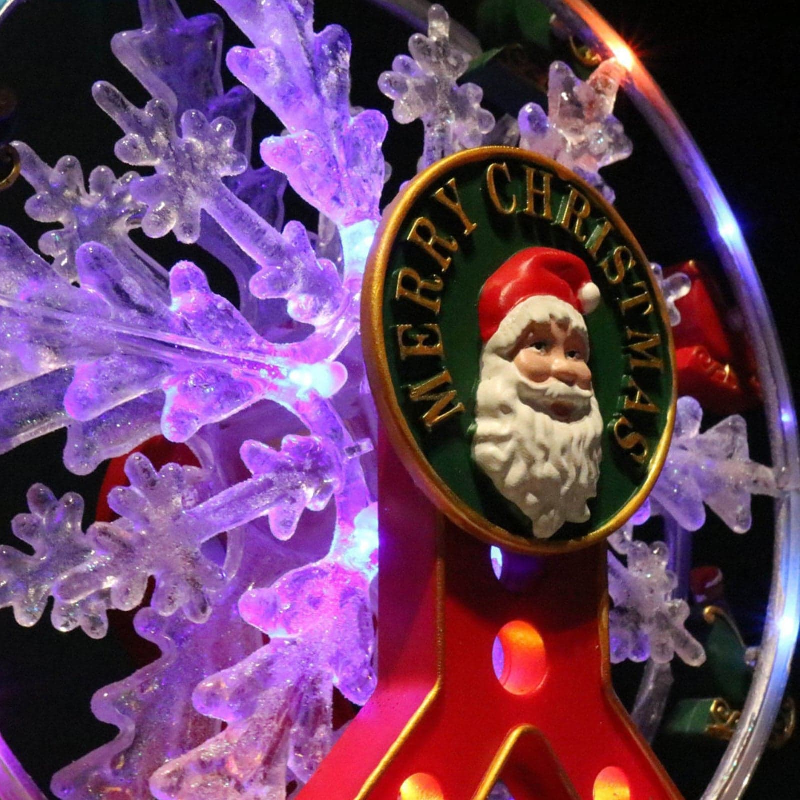 Ruota panoramica decorazione per villaggio Natalizio con animazioni e luci h 28 cm - 6