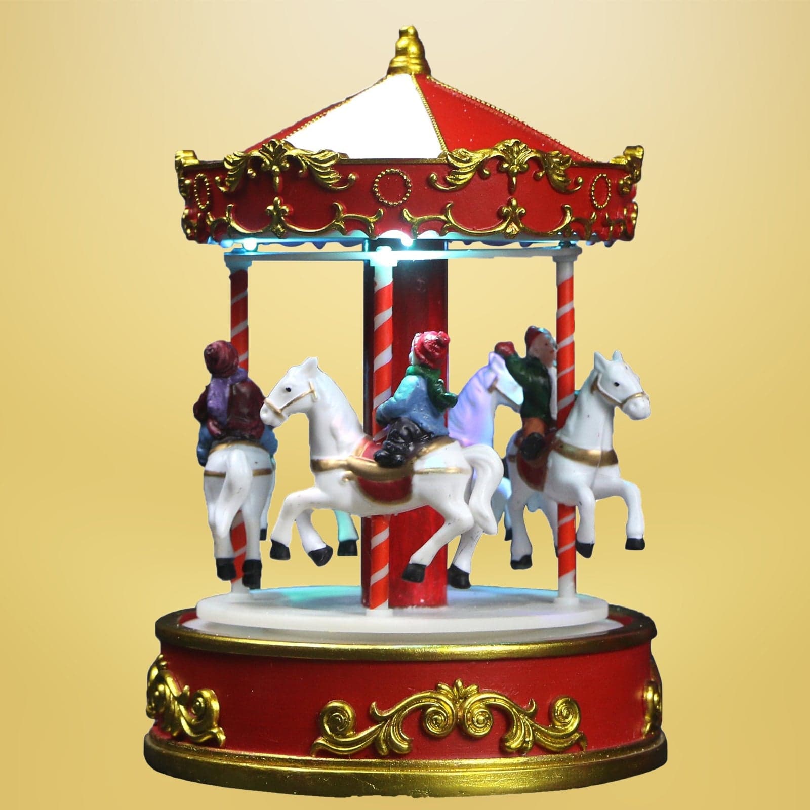 Giostra per villaggio di natale carosello con bambini su cavallo e musiche h 22 cm - 2