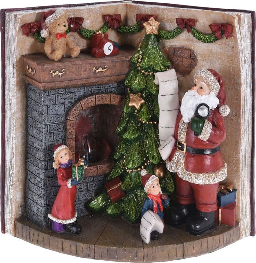 Scena Babbo Natale con camino decorazione per presepe e villaggio natalizio - 2