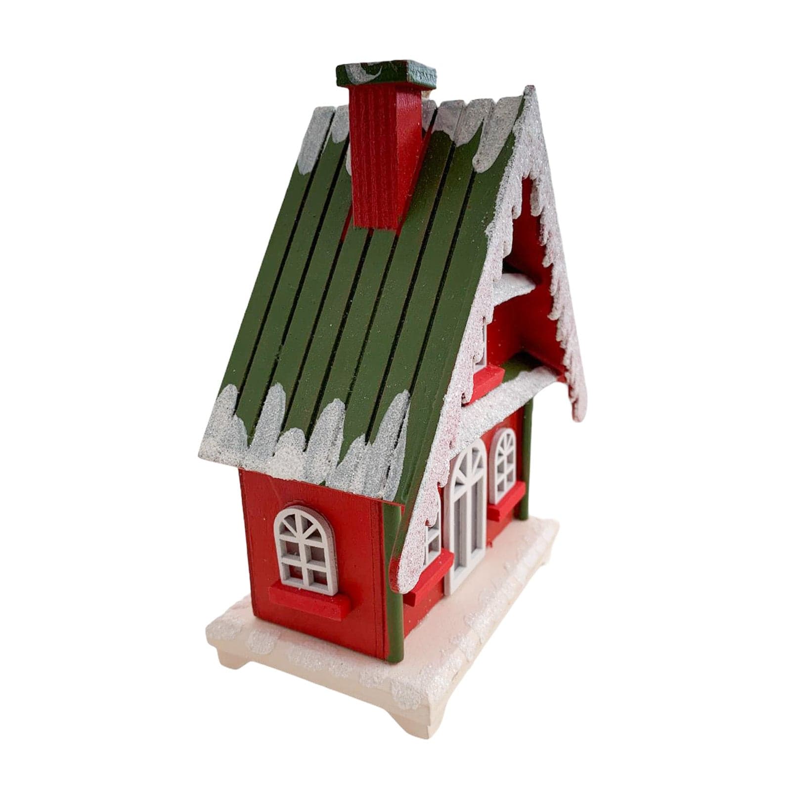 Casetta in legno rossa con luci a led h 16 cm decorazione natalizia - 2