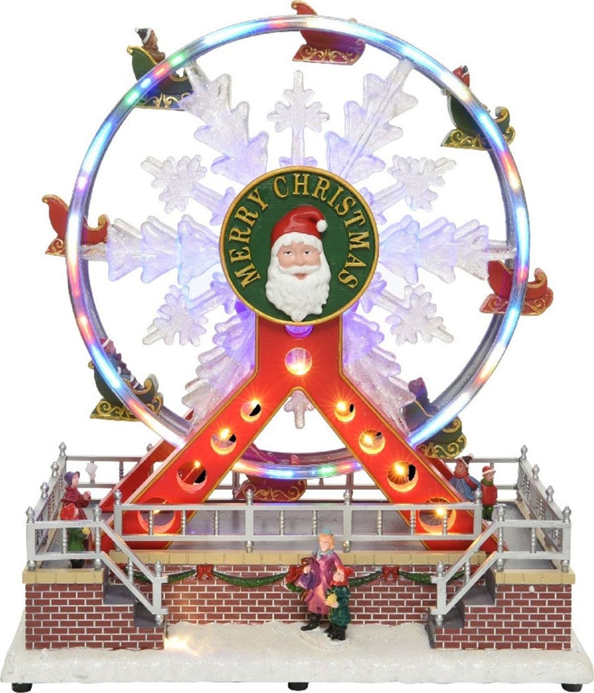 Ruota panoramica decorazione per villaggio Natalizio con animazioni e luci h 28 cm - 2